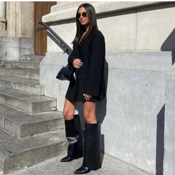 ❤️ NWT BEAUTIFUL ZARA DOUBLE BREASTED BLACK BLAZER SIZE MEDIUM. 4 BUTTON - Picture 9 of 13